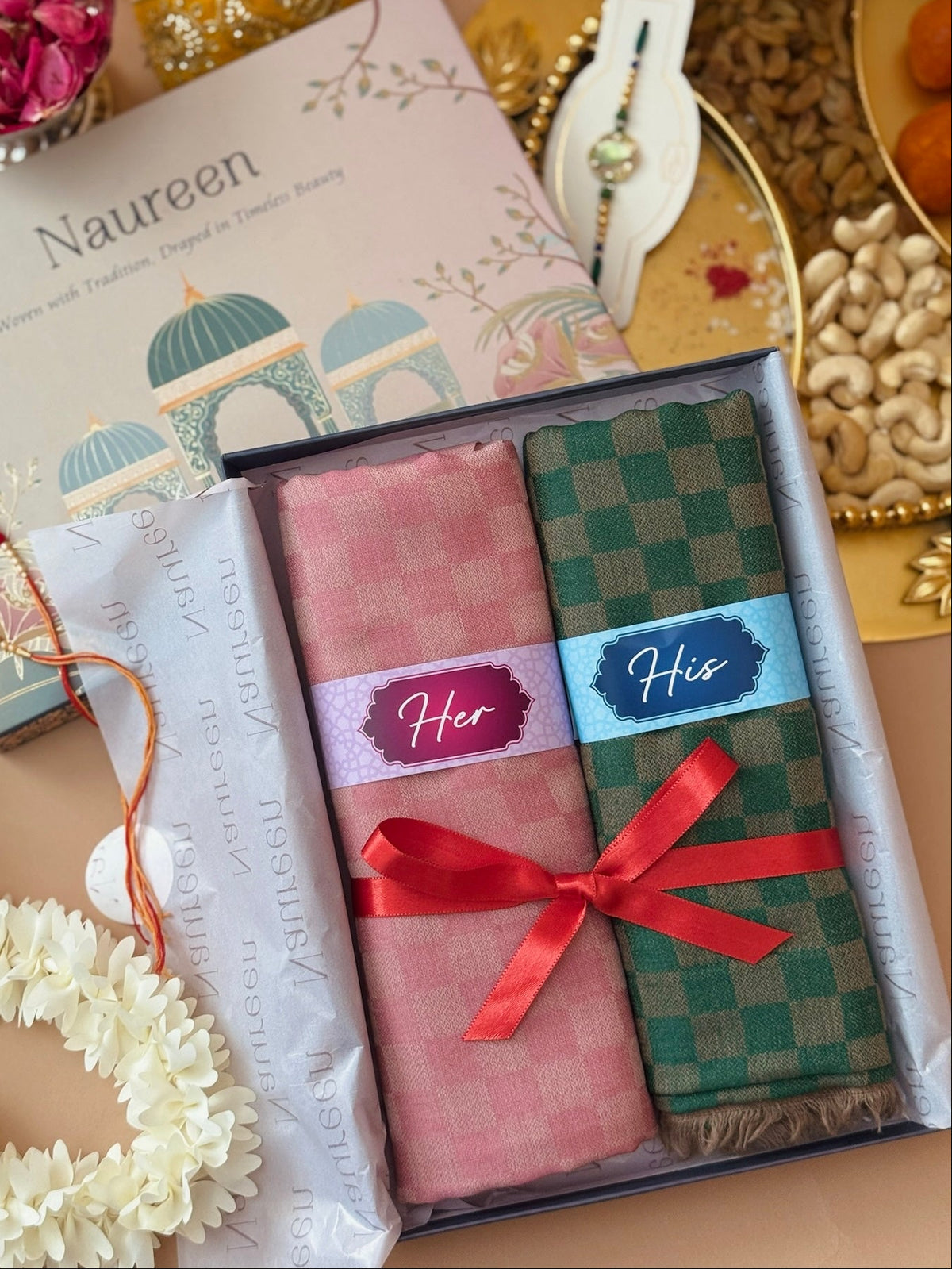 His and Her Gift Set of Fine Wool Check Stoles